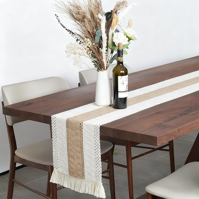 Placemats Set of 4,Natural Round Placemats with Table Runner & Napkin Rings | Made of Cotton Burlap and Corn Husk,Protective,Heat-Resistant,Non-Slip Boho Table Mats Fall Placemats for Dining Table Décor - Image 7