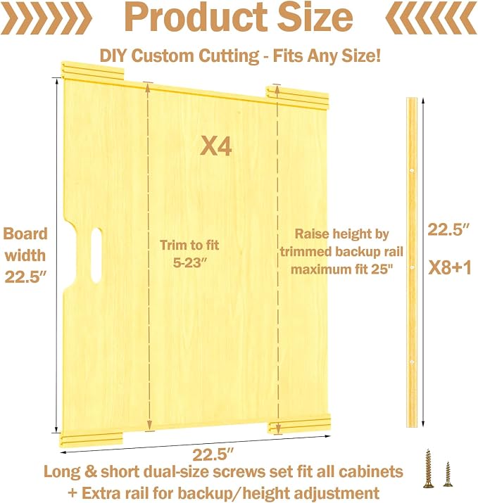 4 Set Trim-to-Fit Wood Tray Dividers for Cabinet, Cookie Sheet Organizer, Multi Layer Embedded Plug-in Board Storage, Cuttable DIY Storage Divider Insert for Kitchen Bedroom Cabinet Closet - Image 2