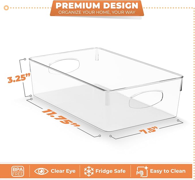 Sorbus XL Clear Plastic Storage Bins for Shelves, Clothes, with Handle - Clear Storage Bins, Drawer, Shelf, Closet, Pantry, Fridge, Freezer Organizer Bins, Closet Organizers and Storage (10 pack) - Image 3