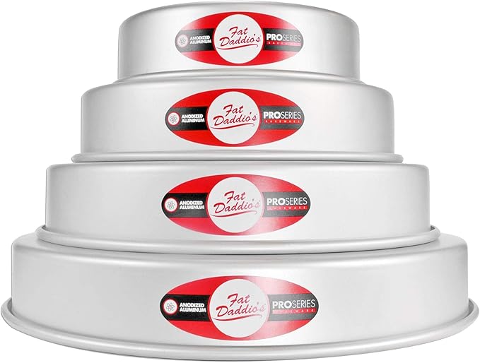 Fat Daddio's Anodized Aluminum 4-Tiered Even Round Cake Pan Set, 2 Inch Depth by FatDaddios