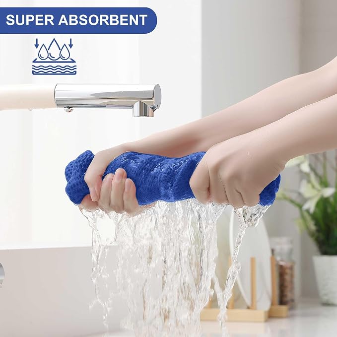 Homaxy 8 Pack 100% Cotton Kitchen Towels and Dishcloths Set, Blueberry | 12 x 12 Inches and 13 x 28 Inches Kitchen Towels Set, Ultra Soft Absorbent Dish Cloths for Washing Dishes - Image 3