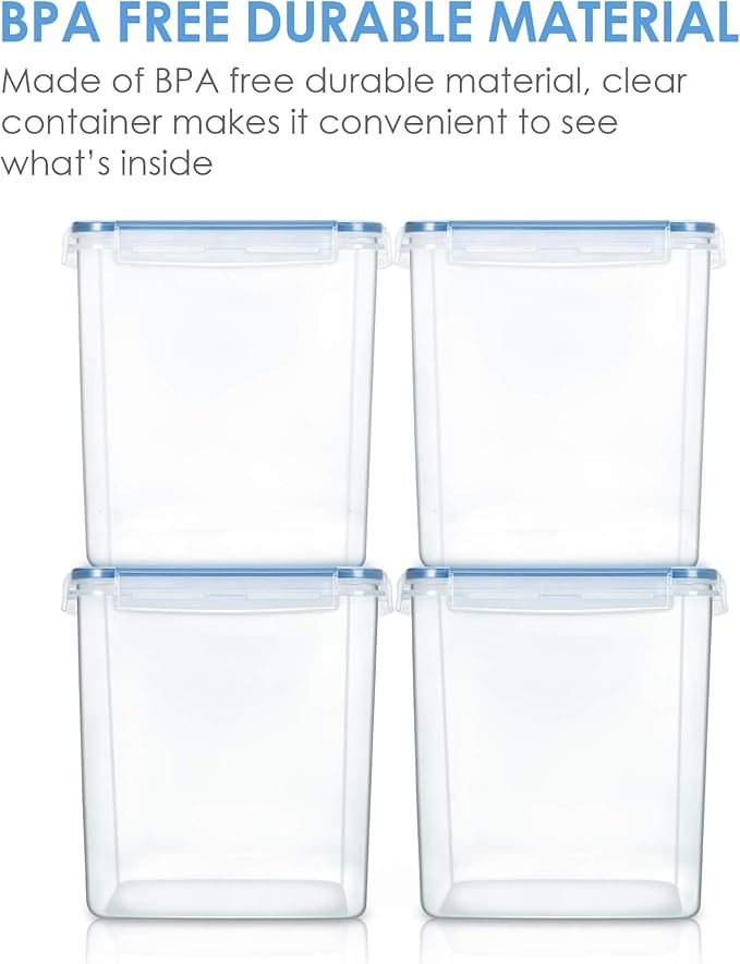 Vtopmart 2.5L / 84.5oz Food Storage Containers, 4 PCS, Blue | Airtight Seal, BPA Free, Food Grade Material, Dishwasher Safe (Not Lids) - Image 6
