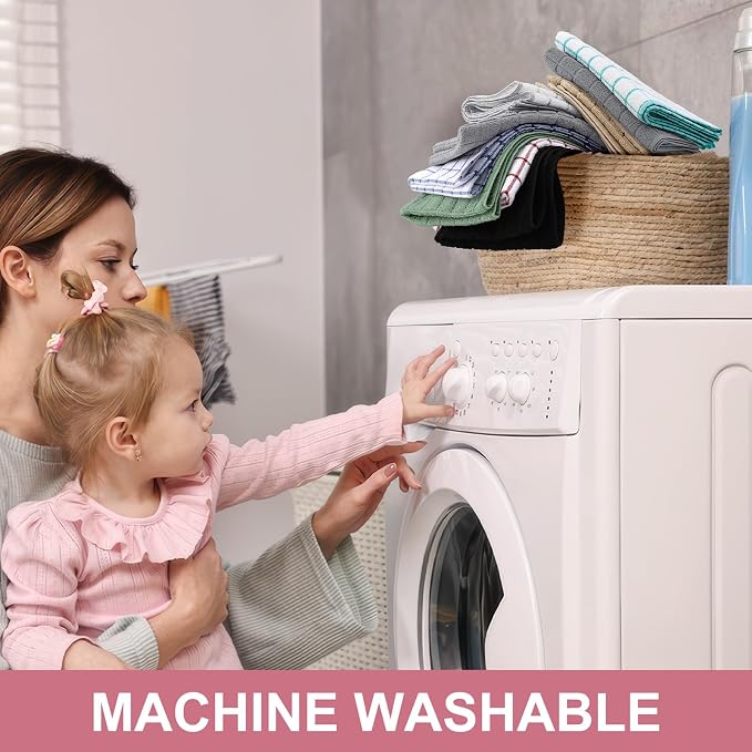 Homaxy Large Premium Cotton Kitchen Towels 16"x 28", 6 Pack, Rose | Natural Ring Spun 390 GSM Dish Towels, Super Absorbent Terry Kitchen Hand Towels, Soft Tea Towels with Hanging Loop - Image 7