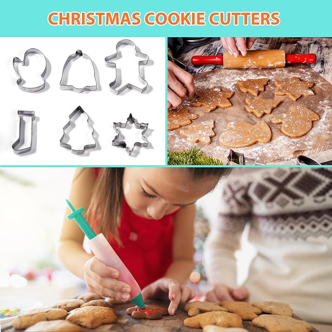 Cake Decorating Supplies Tools Kit: 358 pcs Baking Accessories with Storage Case - Piping Bags and Icing Tips Set - Puffs Christmas Cookie Cutters Cupcake Set for Beginners or Professional, Mint Green - Image 5