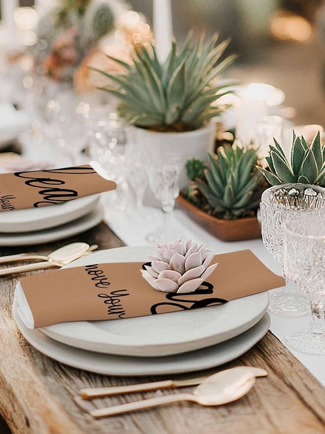 Bworn Black Footprints Cloth Napkins Set of 8 - Washable Dinner Napkins Reusable Table Napkins for Home Party Weeding Dining Table Setting Decoration, Please Move Youe Shoes Oversized 20"x20" - Image 4