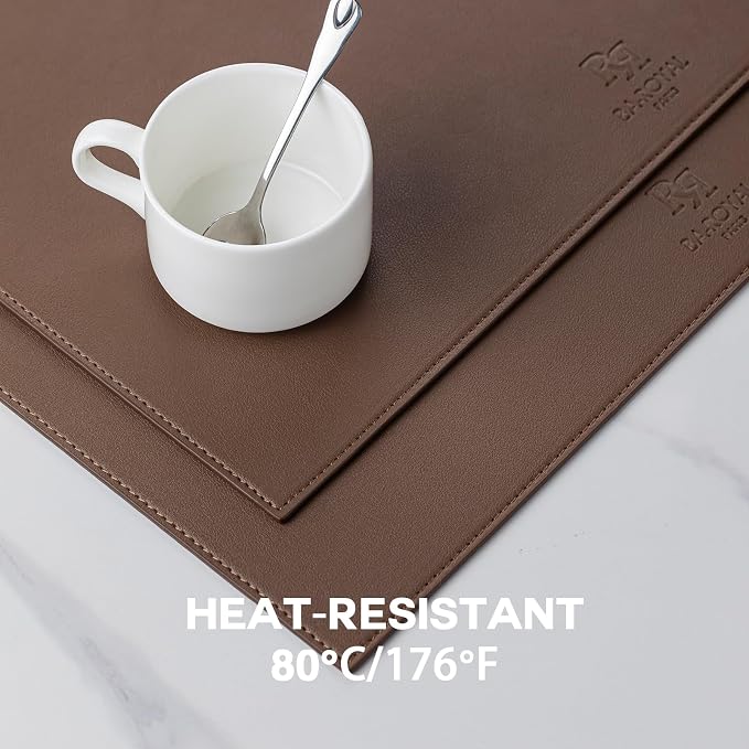 Baroyal Faux Leather Placemats Set of 8 Vinyl Washable Wipeable Table Mats for Kitchen Dining Table Heat Resistant Waterproof Modern Indoor/Outdoor Placemats Non-Slip Easy Clean Place Mats (Chocolat) - Image 5