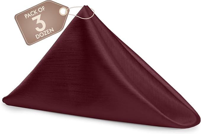 17x17-Inch Shantung Cloth Napkins, Burgundy, Set of 36 by UltimateTextile