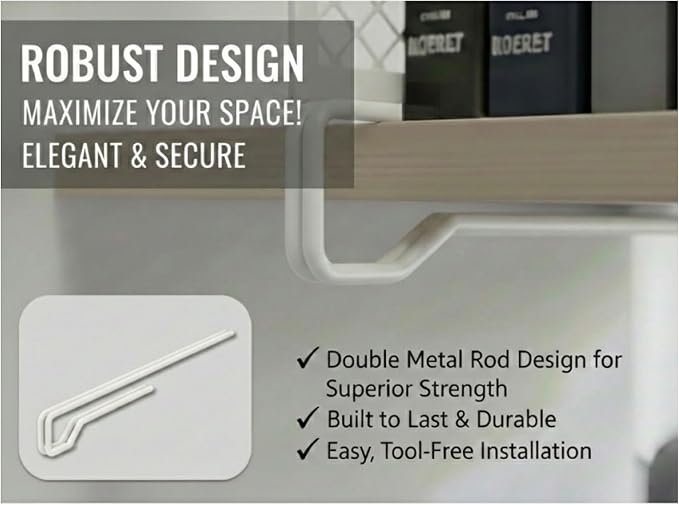 Nexu 6-Pack Metal Mesh Shelf Dividers for Closet Organization, Ultra-Stable Under-Shelf Hook Closet Dividers, Heavy Duty Purse, Handbag & Bag Organizer for Shelving, Clothes, Bedroom, White - Image 8