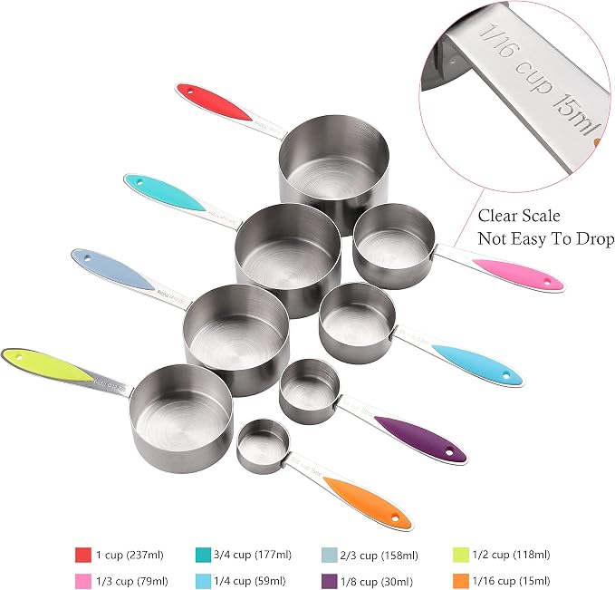 Measuring Cups and Spoons Set of 17 Double Sided Magnetic Measuring Spoons | Stainless Steel Stackable Measuring Cups Magnetic Measuring Spoons Set with 1 Leveler for Dry and Liquid Ingredients - Image 2