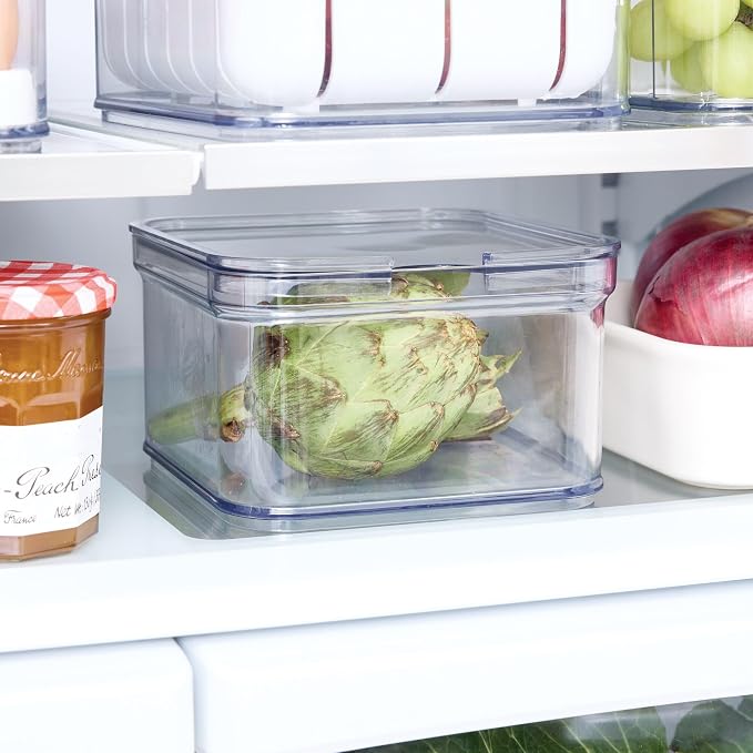 iDesign Stackable Fridge Organizer Bins with Lids for Fresh Produce - Set of 6 - Clear - Image 7