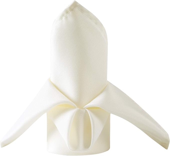 50pcs Polyester Cloth Napkins - 17 x 17 inch Ivory Dinner Washable Napkins with Hemmed Edges for Restaurant/Wedding/Hotel(50,Ivory) by Ascoza