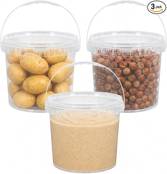 DEMORA 3 Pack 2.6 Gallon Food Grade Storage Buckets with Lids, Clear | BPA-Free & Stackable, Leakproof Freezer Safe; For Deli, Ice Cream, Meal Prep, Cleaning, Car Wash & Fishing by DEMORA