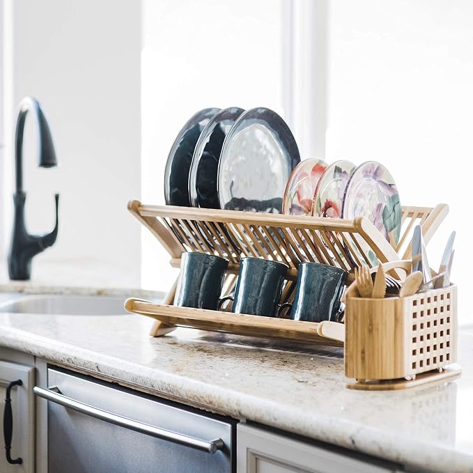 Totally Bamboo Eco Collapsible Bamboo Dish Drying Rack - Image 3