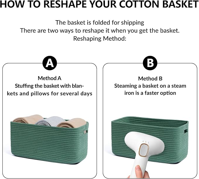 MiniArk Large Storage Baskets for Organizing, 17 x 13 x 7.5” Closet Shelf Baskets for Clothes Blanket Towels, Baby Nursery, Toy Bins Box, Woven Rope Baskets, 4 Packs Green - Image 7