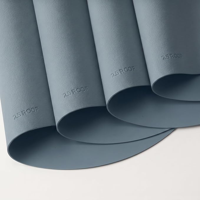 Steel Blue Oval Silicone Placemats Set of 4 – Heat Resistant, Waterproof, Easy to Clean Non-Slip Modern Dining Table Mats – Premium Leather Textured Japandi Kitchen Decor - Image 10
