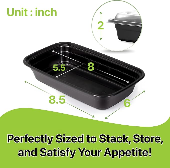 Meal Prep Containers [150 Set] x [28 oz] with Lids, 1 compartment, Stackable, Reusable, Leakproof, Food Safe, Microwave, Freezer & Dishwasher Safe for Food Prep Storage Bento (150 Set, 28 oz) - Image 2