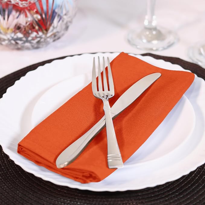 Utopia Home [12 Pack, Orange] Cloth Napkins 20x20 Inches, 100% Polyester | Hemmed Edges, Washable and Reusable Ideal for Parties, Weddings and Dinners - Image 8