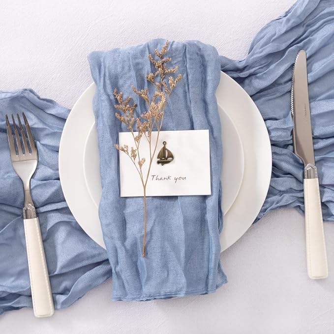 Cheesecloth Napkins Dusty Blue Cloth Napkins Bulk,Set of 20 - Image 4