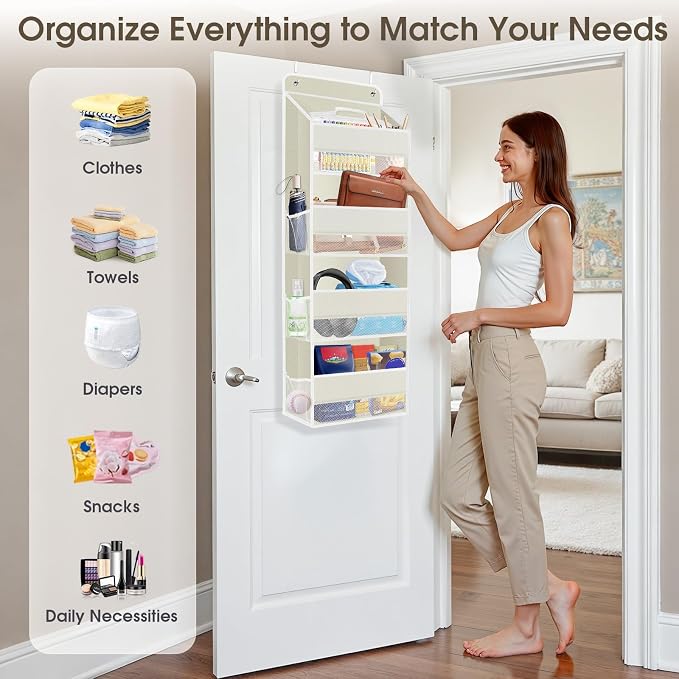 2 Pcs Over The Door Organizer Large Capacity Hanging Storage Room Organizer | 40 lb Capacity, Ultra-Sturdy, Foldable, Mesh Design with Clear Window, Space-Saving Organizer for Pantry, Nursery & Closet - Image 6