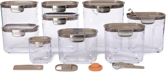 ProKeeper+ Airtight Food Storage Container Set – Clear Plastic Flour and Sugar Canister Set with Magnetic Accessories for Kitchen Organization (Taupe, 13-Piece) by Unknown