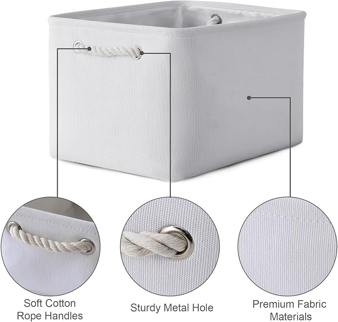 Storage Basket for Shelves - 15.8x11.8x11.8 inch 3 Pack Fabric Storage Cubes, Collapsible Storage Bin for Organizing Organizer Closet Book Gift Dog(White) - Image 6