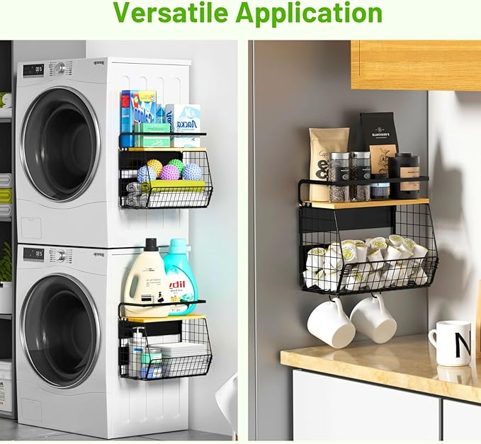 Magnetic Shelf for Fridge with Wood Lid, Fruit Potato and Onion Storage Bins, Pantry Organizers & Storage, Large Container Magnetic Spice Rack for Refrigerator, Kitchen Counter, Cabinet - Image 8