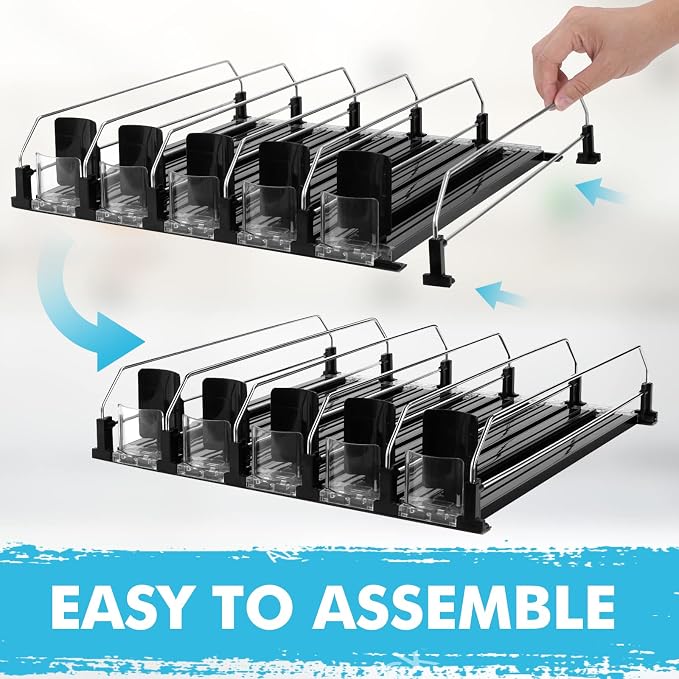 Drink Dispenser for Refrigerator, Self-Pushing Soda Can Organizer for Fridge, 5 Rows already Assembled, Automatic Can Dispenser with Spring Loaded for Refrigerator Holds 25 cans, Black - Image 7