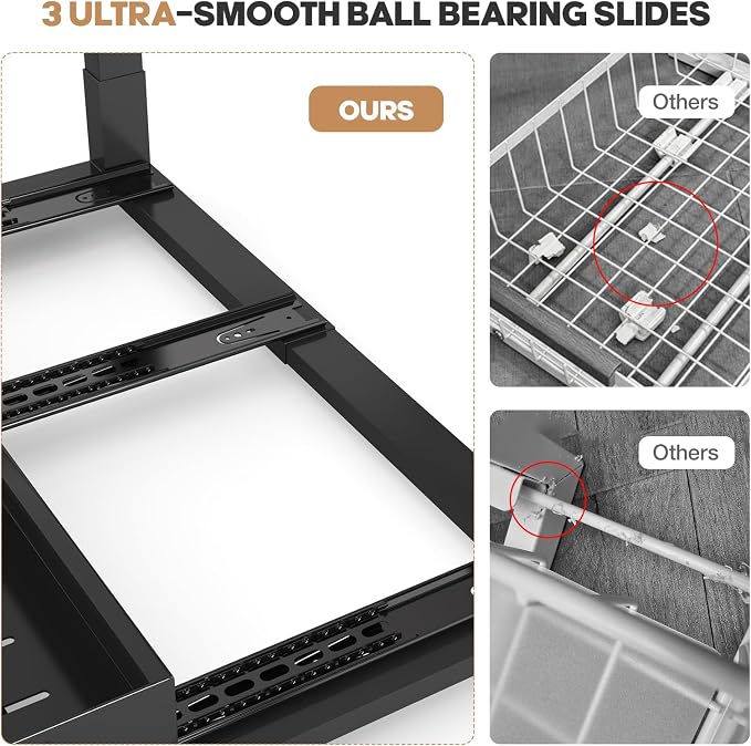 1 Pack Expandable Under Sink Organizers And Storage With Upgrade Ball-Bearing Slide Tracks,2-Tier Pull Out Under Cabinet Organizer Height Adjustable,Slide Out Under Sink Drawers-Black(Patent Pending) - Image 5