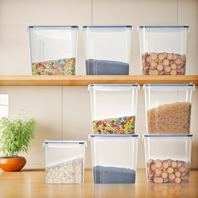 Airtight Food Containers, 2.5L Kitchen Storage Box, Pack of 4, Plastic Food Jars Sealed with Lid for Storing Cereal Pasta Flour Pets - Image 7