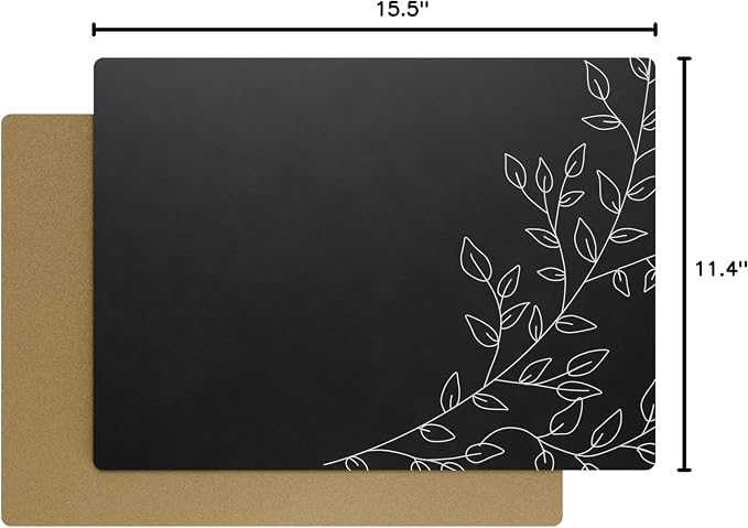 Royalty Art Boho Placemats, Set of 4, Black, Non-Slip Cork Backed | Wipeable heat resistant surface, kitchen and dining table protection, floral farmhouse pattern - Image 9