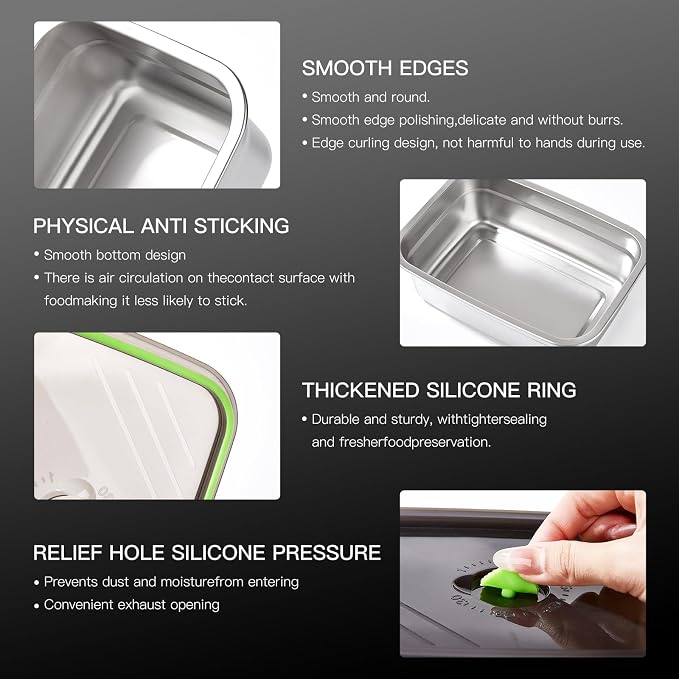 GIUOIDUO 10-Piece Stainless Steel Food Storage Container Set with Airtight Lids - Durable, Eco-Friendly Kitchen Organizers for Freshness & Convenience，Pantry, Dishwasher Safe (Various Sizes) - Image 5