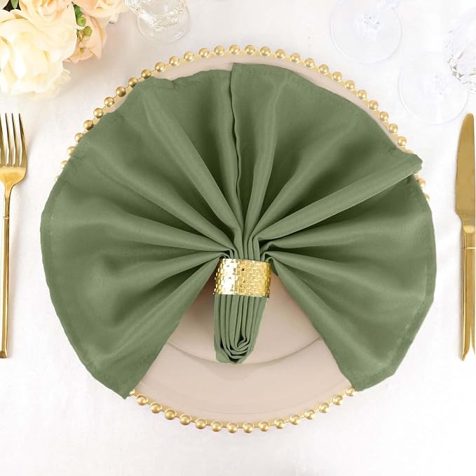 Efavormart Premium Cloth Napkins Set of 5, 20x20 Inch Eucalyptus Sage Green Seamless Dinner Napkins, Washable Linen Table Napkin Cloth with Hemmed Edges for Weddings, Party and Banquet - Image 6