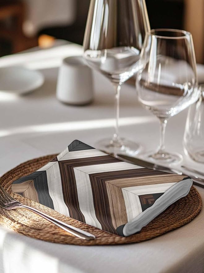 Kitchen Dinner Napkins Set of 4, Bohemian Western Cloth Napkins Reusable Washable Table Napkins for Weddings Cocktail Parties Holiday Table Decor 20x20 Inch Farmhouse Aztec Rustic Brown Black Grey - Image 7