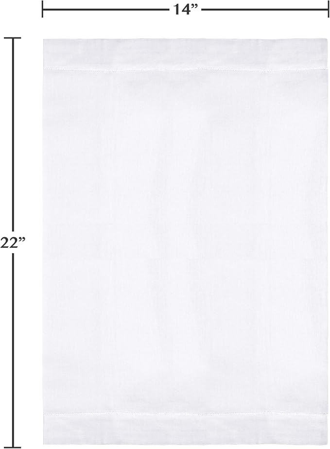 SARO LIFESTYLE Hemstitched Guest Towels (Set of 12) - Linen Blend Cloth Guest Napkins for Weddings, Cocktail Parties, Holiday Entertaining & Table Decor, 14" x 22", White - Image 3