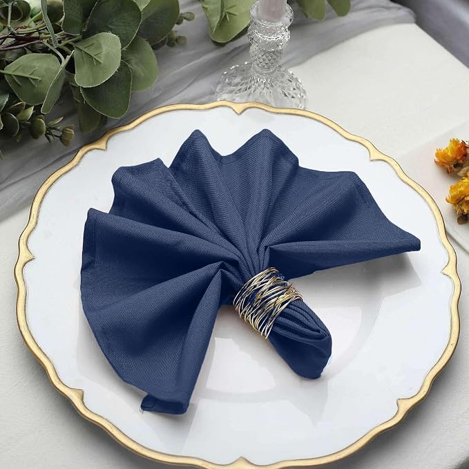 Efavormart Premium Cloth Napkins Set of 100, 17x17 Inch Navy Blue Seamless Dinner Napkins, Washable Linen Table Napkin Cloth with Hemmed Edges for Weddings, Party and Banquet - Image 2