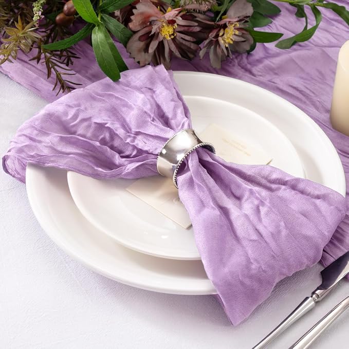 Cheesecloth Napkins Lilac Purple Cloth Napkins Bulk,Set of 20 - Image 4
