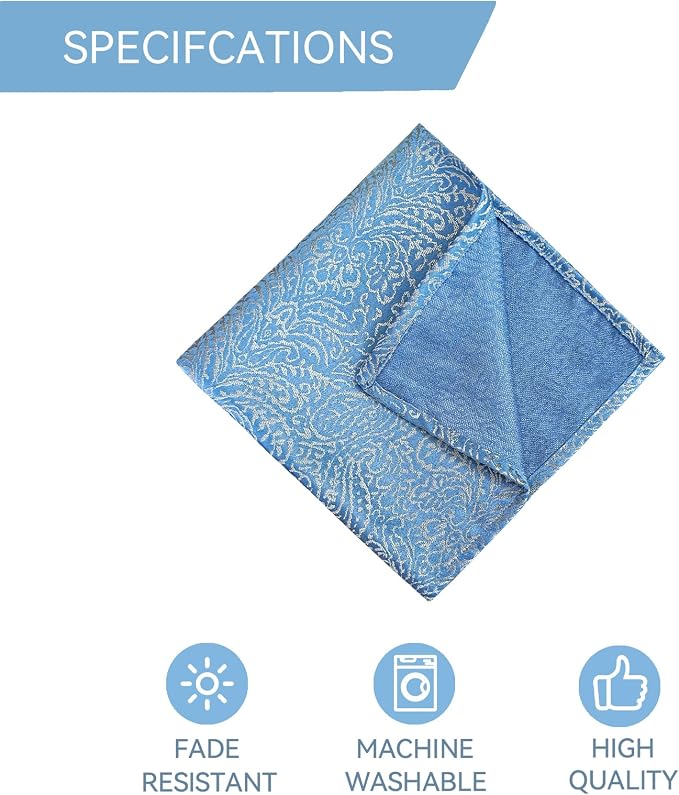 Blue Cloth Napkins Set of 4, 18 x 18 Inch Dinner Napkins | Reusable Washable Cotton Polyester Soft Luxury Elegant Fancy Jacquard Fabric Table Napkins - Image 8