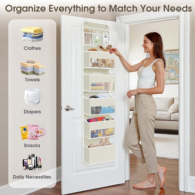 1Pack Over The Door Organizer Large Capacity Hanging Storage Room Organizer | 40 lb Capacity, Ultra-Sturdy, Detachable, Mesh Design with Clear Window, Space-Saving Organizer for Pantry, Nursery & Closet - Image 6