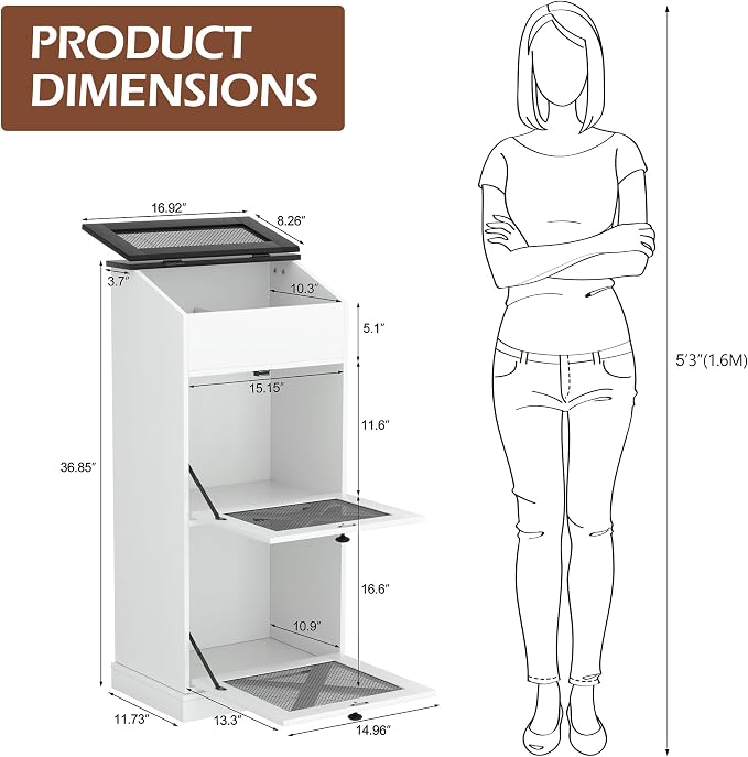 Wooden Potato and Onion Storage Bin w/Lid, Large Capacity and Ventilated Design, Ideal for Pantry, Kitchen White - Image 6