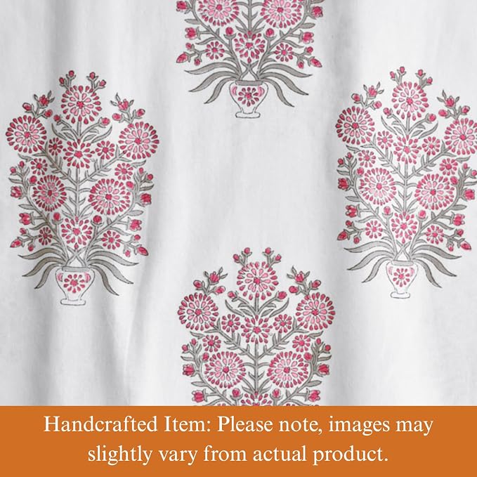 100% Pink Cotton Dinner Napkins, Set of 6, Hand Printed Dahlia Daydreams - CP Design, Fair Trade, Washable Cloth Napkins for Parties & Cocktails 20x20 in - Image 2