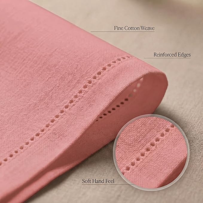 Urban Villa Hemstitch Cloth Dinner Napkins Cotton 20”x20” (Set of 12)-Rust - Image 5