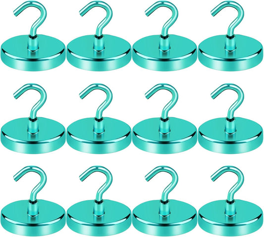 LOVIMAG Cruise Ship Essentials - 150Lbs Heavy Duty Green Magnetic Hooks for Cruise Cabins - 12 Pack