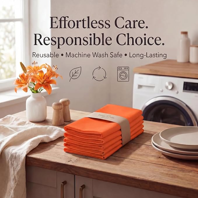 Urban Villa Cloth Napkins Cotton 20x20 (Set of 12) Orange - Image 7