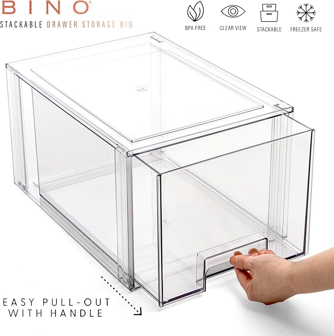 BINO | Stackable Storage Drawers, Tall Large - Clear | THE CRATE COLLECTION | Storage Bins With Drawers | Bathroom Organizers | Under Sink Organizer | Vanity Cabinet Home Organization - Image 2