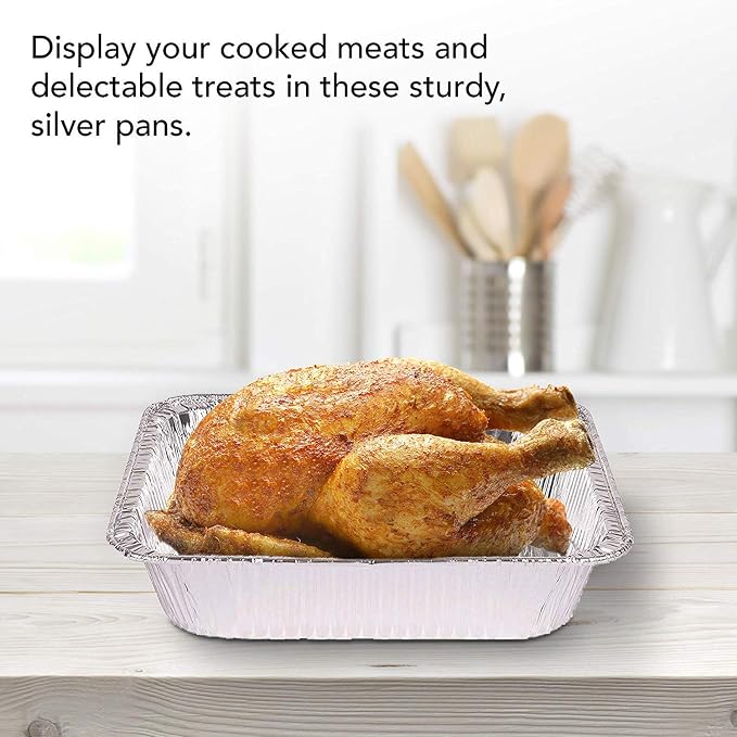 Stock Your Home Aluminum Pans 9x13 Disposable Foil Pans (10 Pack) - Half Size Steam Table Deep Aluminum Trays - Tin Foil Disposable Pans Great for Cooking, Heating, Storing, Prepping Food - Image 5