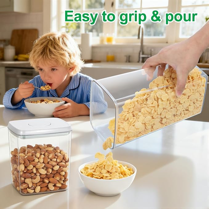 TBMax Flour Sugar Storage Container 3Pack 1.26+2.11+3.48 Quart, Airtight Food Storage Containers with Pop Up Lid & Measuring Scoop for Kitchen Pantry Organization - Image 2
