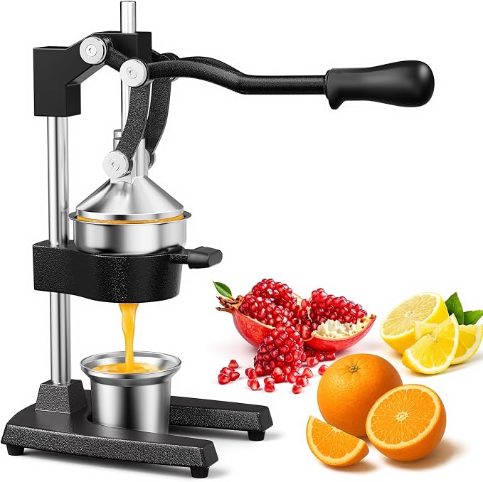 Manual Cast Iron Juicer, Commercial Hand Juicer Squeezer with Stainless Steel Cup Heavy-Duty Manual Juicer Hand Press Countertop Citrus Juice Press for Orange, Lemon, Pomegranate, Grapefruit by Beolisav