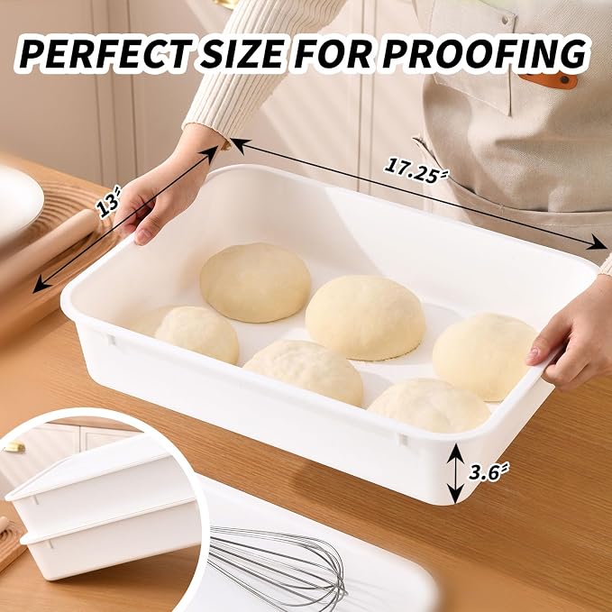 2 Pack Pizza Dough Proofing Box, Pizza Storage Container，Food Storage Containers with Lids，Pizza Pack Container Expandable，Bread Proofing Box，Stackable Commercial Quality Trays with Covers - Image 2