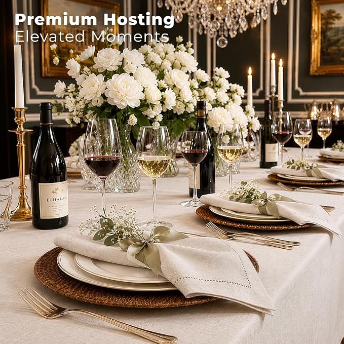 Signature Linen™ by D'Moksha Light Natural Dinner Napkins Set of 4, 20 x 20 Inch Cloth Napkins, 100% Pure Linen, Hemstitch, Machine Washable Table Napkins- Summer, Weddings, Outdoor hostings - Image 4