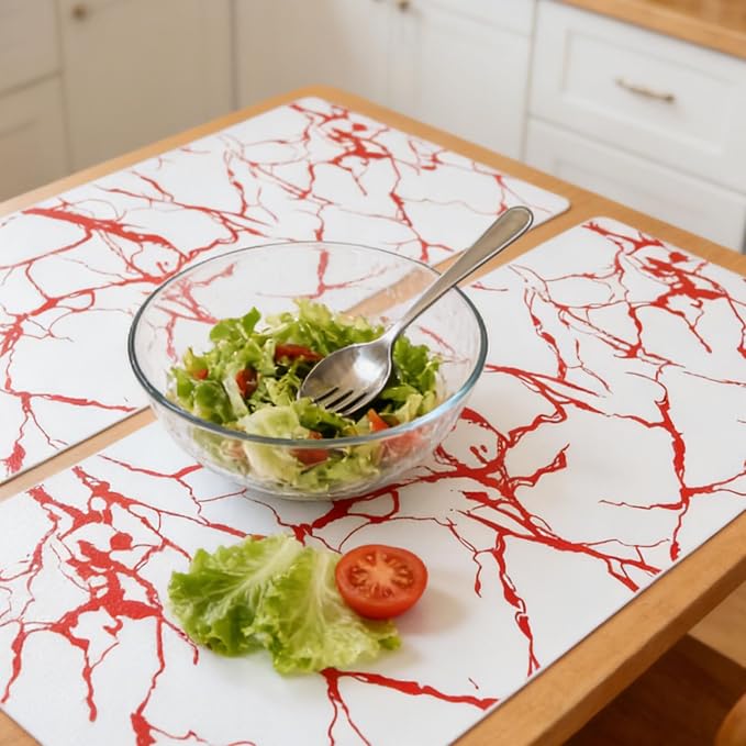 Red Marble Pattern Shelf Liner, Non-Adhesive Non-Slip Thickened | Drawer Liner Easy to Clean for Kitchen Cabinets, Tool Box, Refrigerator, Knife & Tape Measure17.3×236.2in - Image 2
